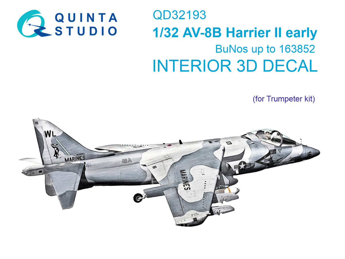 Quinta Studio QD32193 1:32 AV-8B Harrier II early (3D-Printed) & coloured Interior