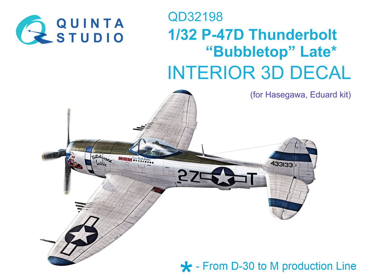 Quinta Studio QD32198 1:32 P-47D Thunderbolt Bubbletop Late (3D-Printed) & coloured Interior
