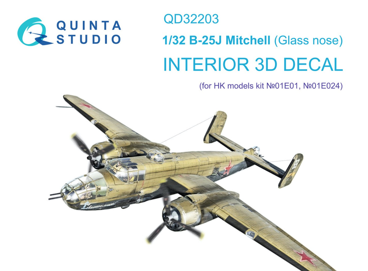 Quinta Studio QD32203 1:32 North-American B-25J Mitchell Glass nose (3D-Printed) & coloured Interior