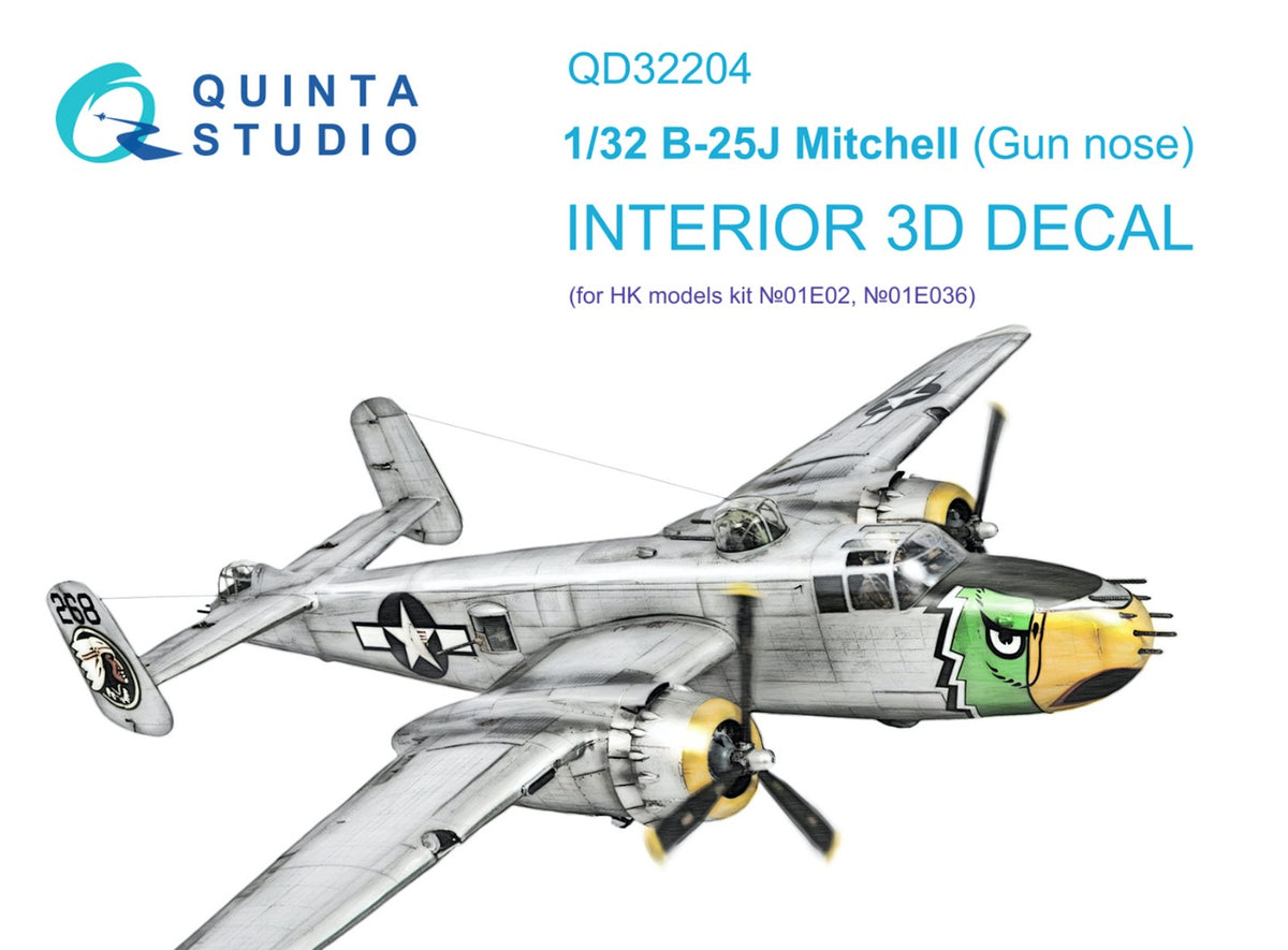 Quinta Studio QD32204 1:32 North-American B-25J Mitchell Gun nose (3D-Printed) & coloured Interior