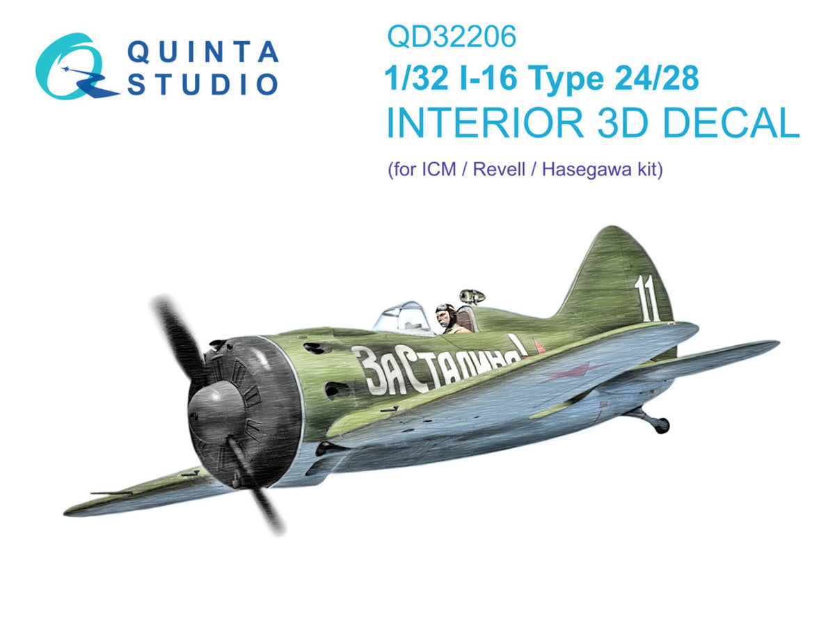 Quinta Studio QD32206 1:32 Polikarpov I-16 Type 24/28 (3D-Printed) & coloured Interior
