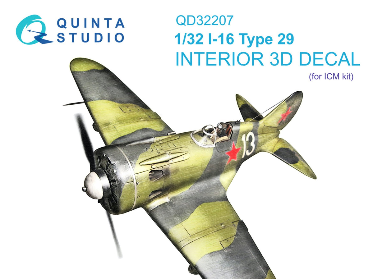 Quinta Studio QD32207 1:32 Polikarpov I-16 Type 29 (3D-Printed) & coloured Interior