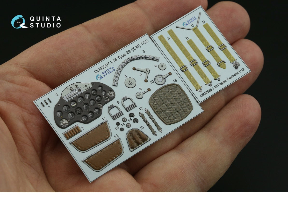 Quinta Studio QD32207 1:32 Polikarpov I-16 Type 29 (3D-Printed) & coloured Interior