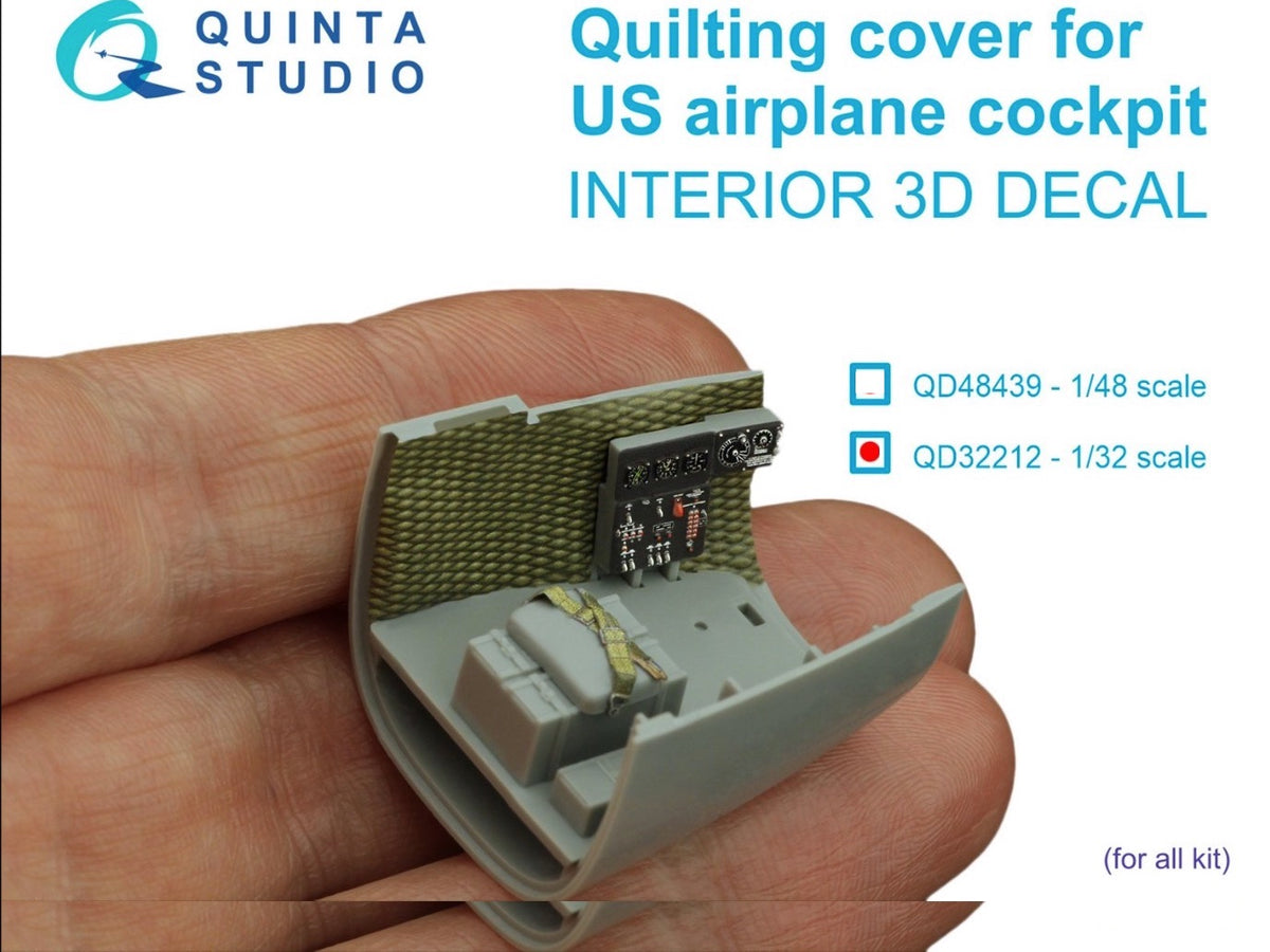 Quinta Studio QD32212 1:32 Quilting cover for US airplane cockpit. Cut to fit. (3D-Printed) & coloured Interior