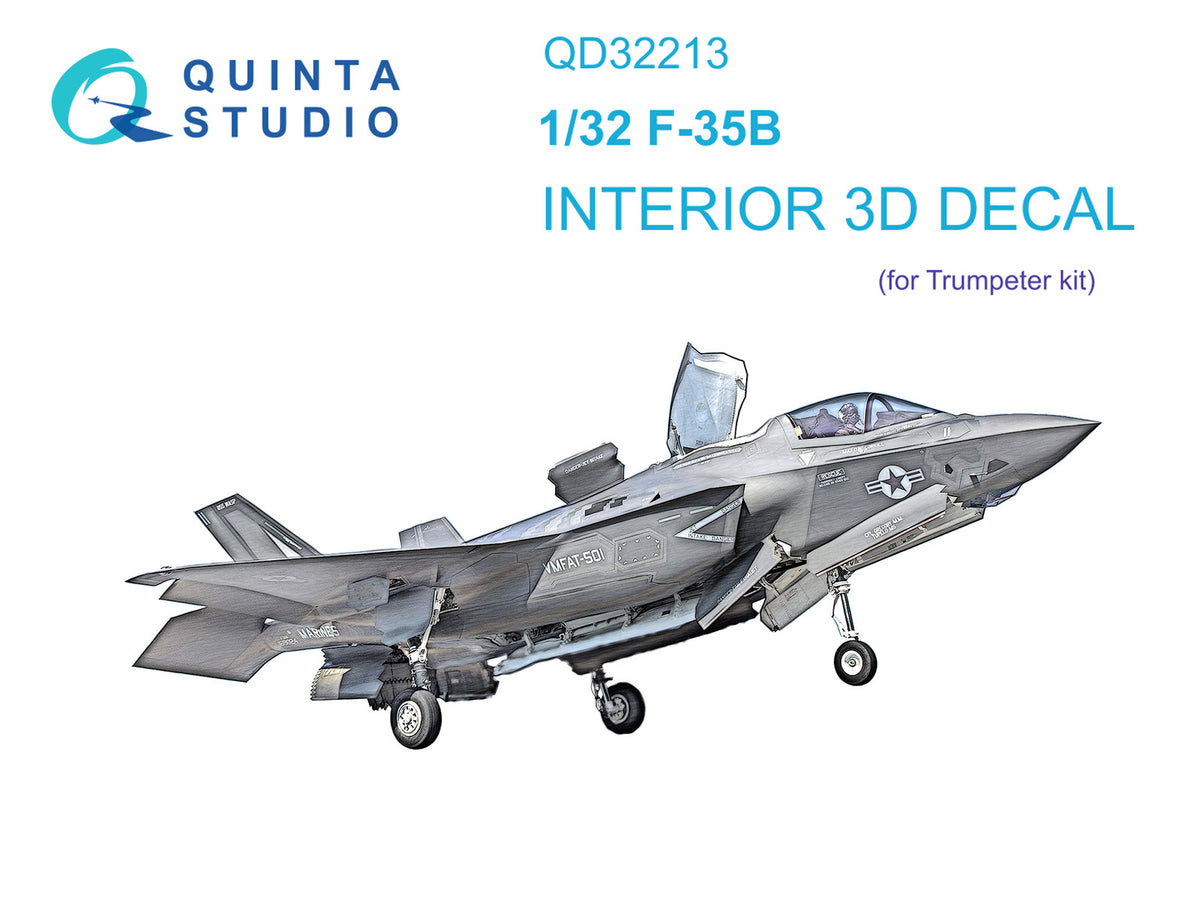 Quinta Studio QD32213 1:32 Lockheed-Martin F-35B (3D-Printed) & coloured Interior on decal paper