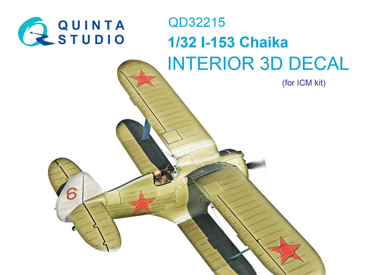 Quinta Studio QD32215 1:32 Polikarpov I-153 (3D-Printed) & coloured Interior on decal paper