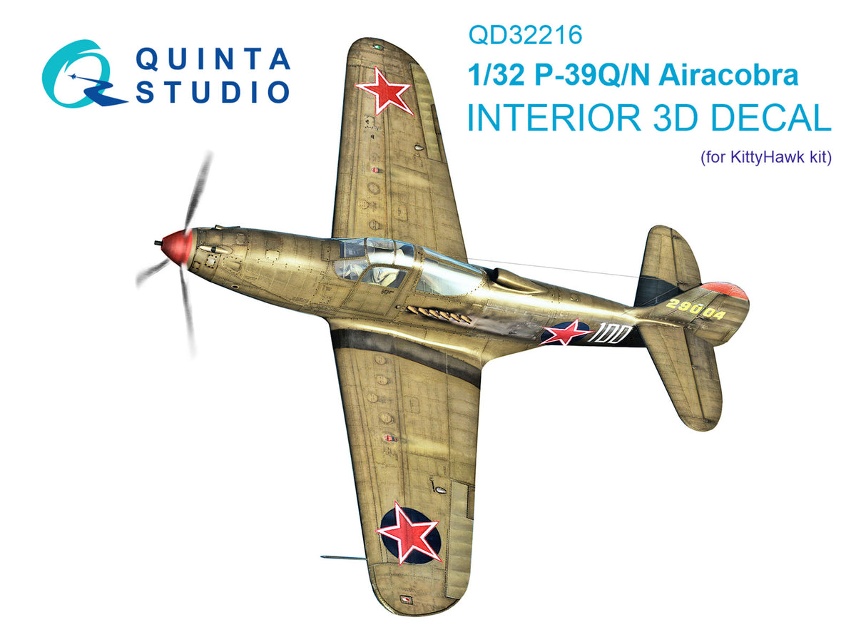 Quinta Studio QD32216 1:32 Bell P-39Q/N Airacobra (3D-Printed) & coloured Interior on decal paper