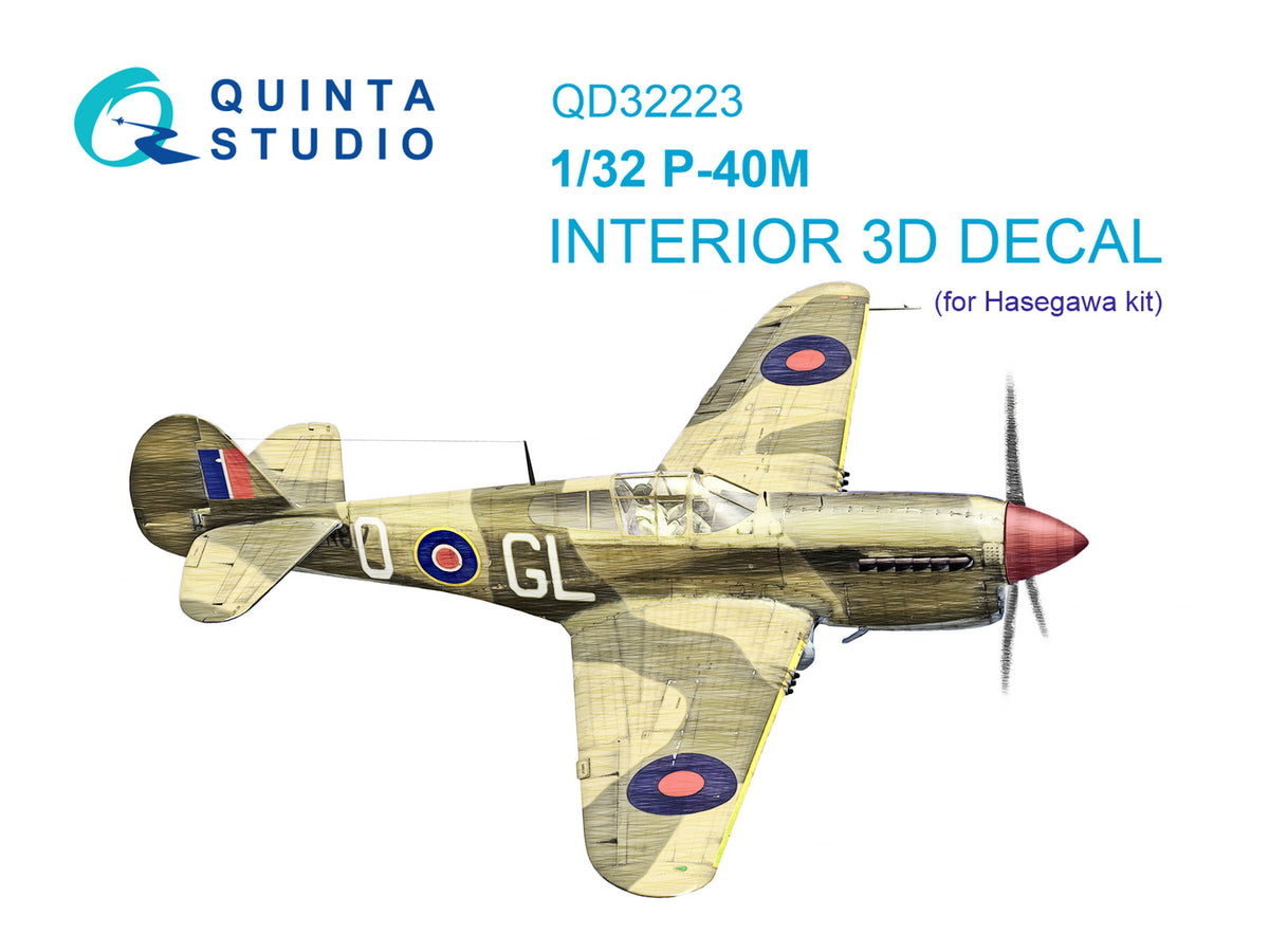 Quinta Studio QD32223 1:32 Curtiss P-40M (3D-Printed) & coloured Interior
