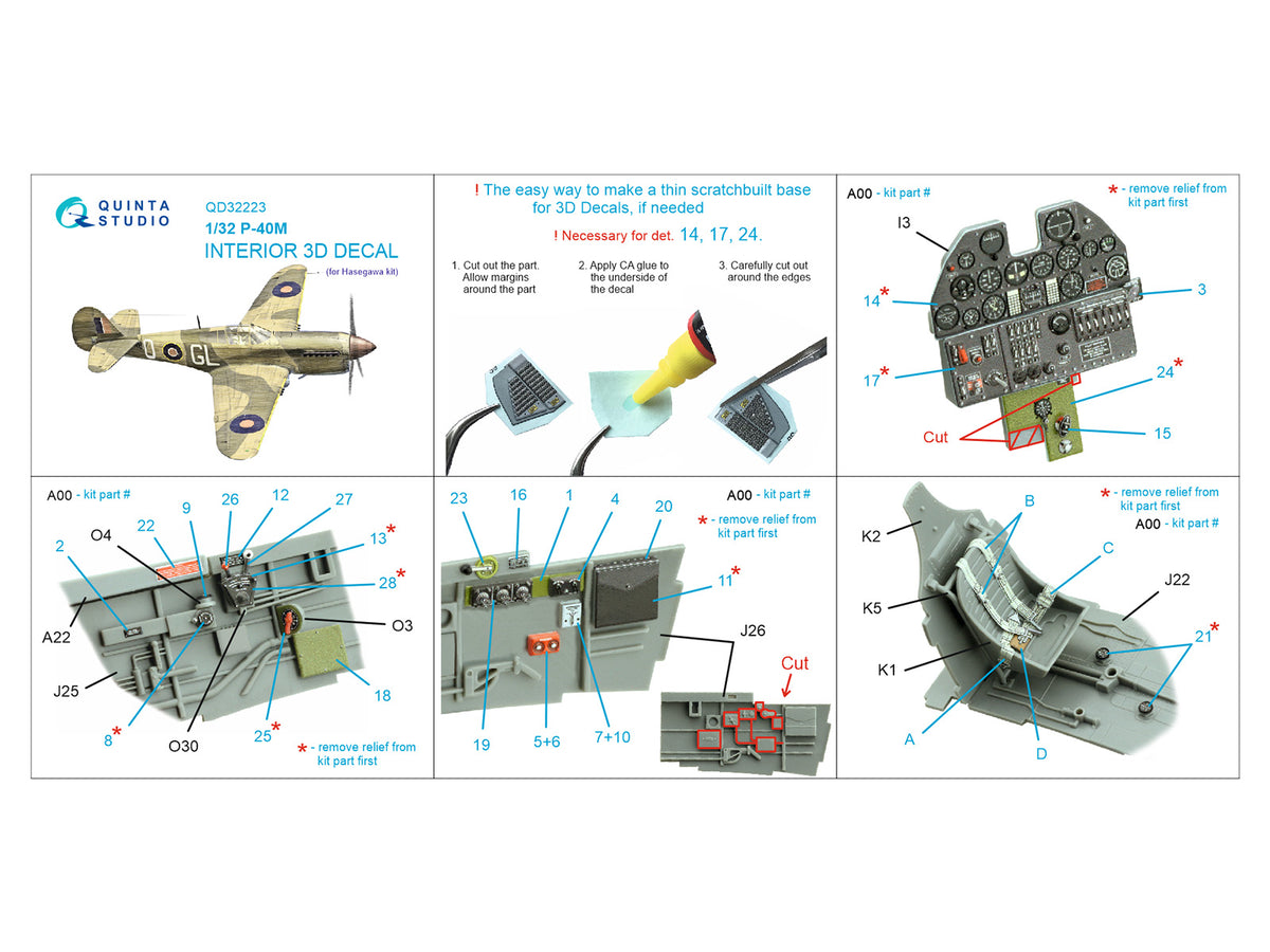 Quinta Studio QD32223 1:32 Curtiss P-40M (3D-Printed) & coloured Interior
