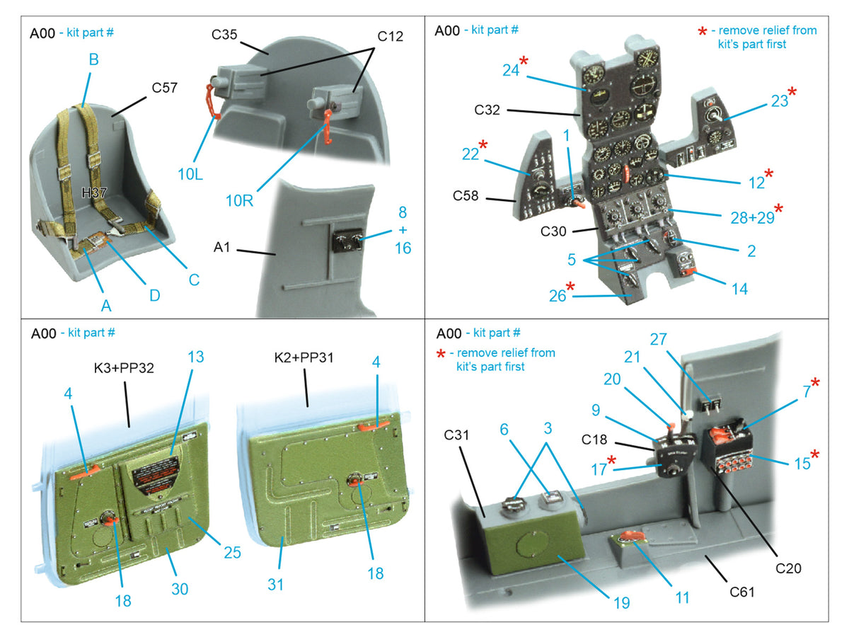 Quinta Studio QD32225 1:32 Bell P-39Q/N Airacobra (3D-Printed) & coloured Interior