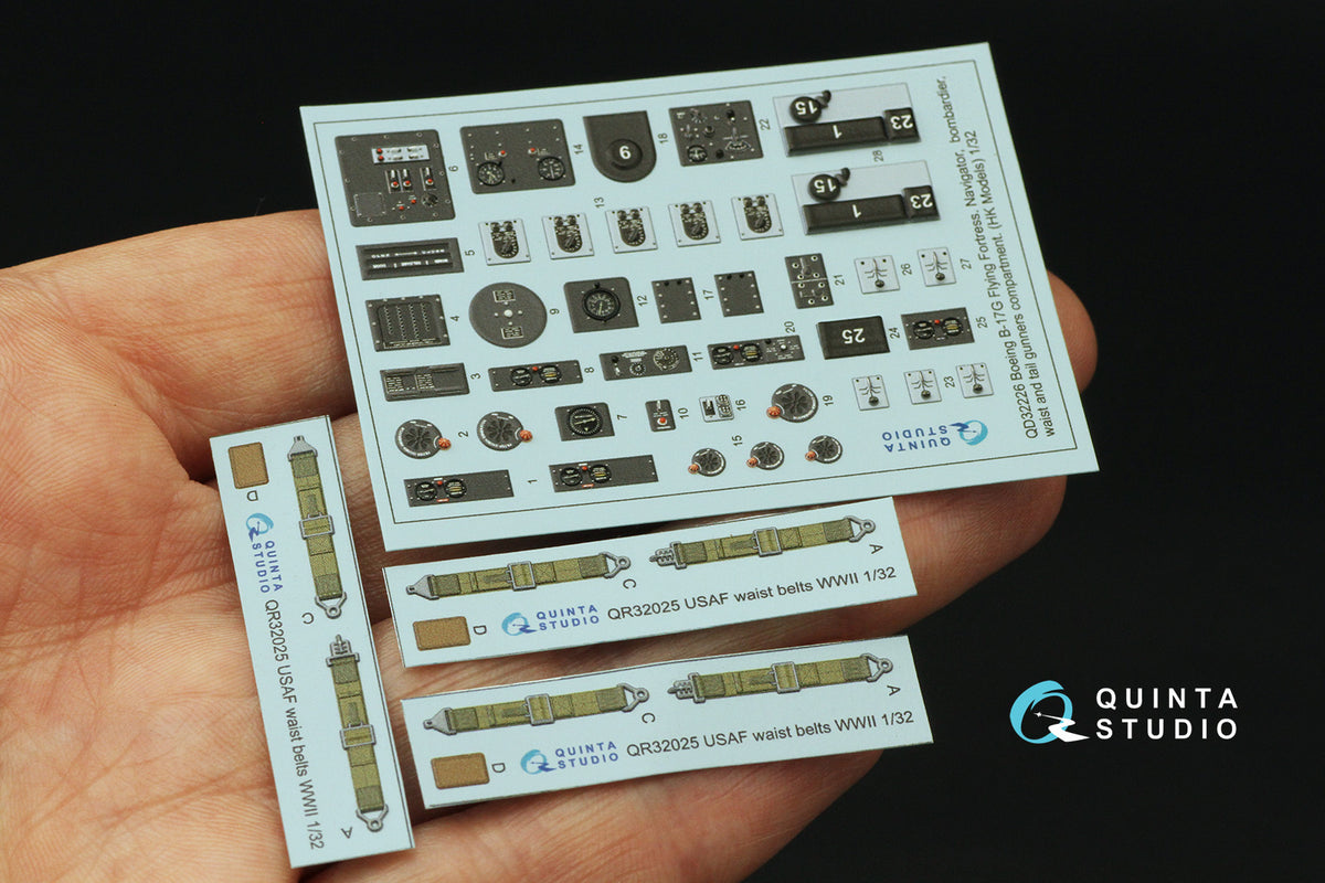 Quinta Studio QD32226 1:32 B-17G Flying Fortress Navigator, bombardier, waist and tail gunners compartments. (3D-Printed) & coloured Interior