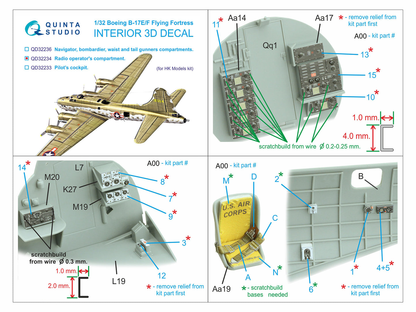 Quinta Studio QD32234 1:32 B-17E/B-17F Flying Fortress  Radio operator's compartment