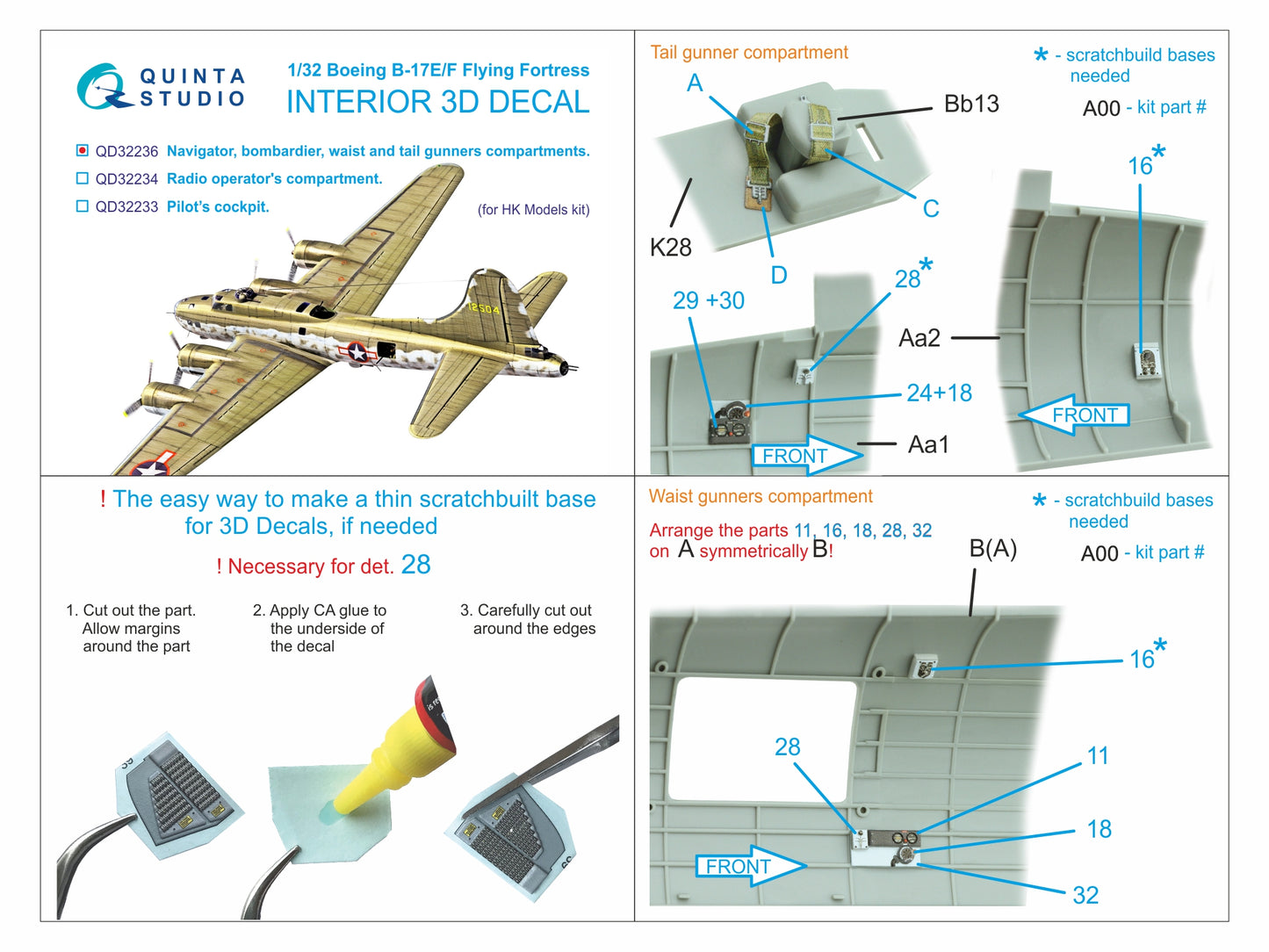 Quinta Studio QD32236 1:32 B-17E/B-17F Flying Fortress  Navigator, bombardier,