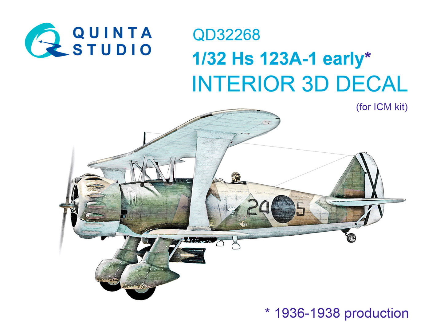 Quinta Studio QD32268 1:32 Henschel Hs-123A-1 early 3D-Printed & coloured Interior
