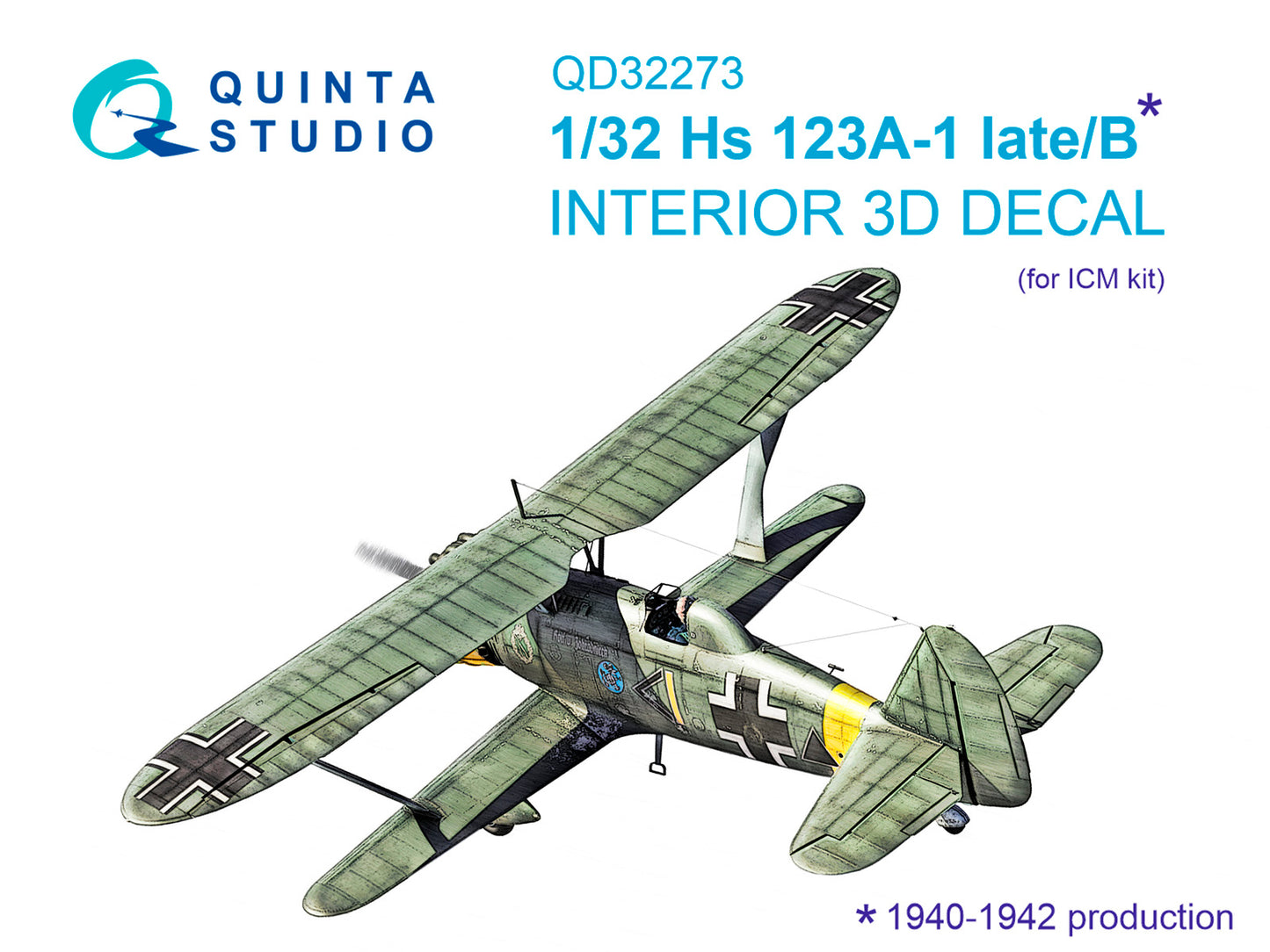 Quinta Studio QD32273 1:32 Henschel Hs-123A-1 late/Hs-123B 3D-Printed & coloured Interior