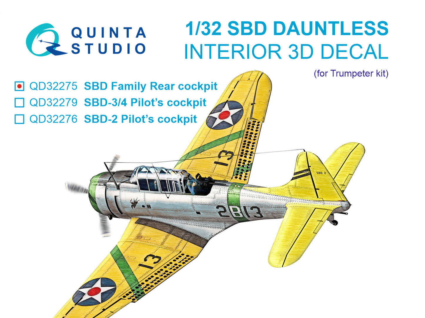 Quinta Studio QD32275 1:32 Douglas SBD Dauntless Family Rear Cockpit 3D-Printed & coloured Interior