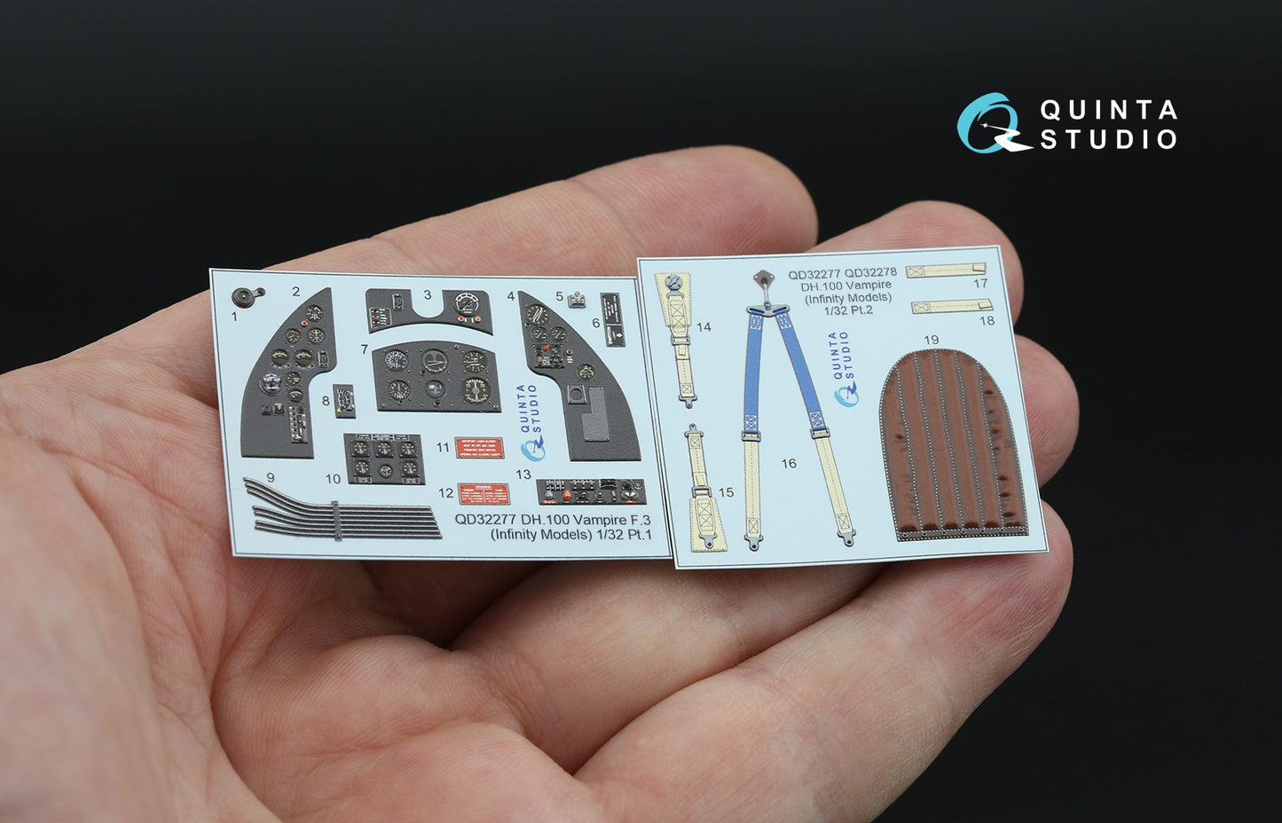 Quinta Studio QD32277 1:32 de Havilland DH.100 Vampire F.3 3D-Printed & coloured Interior