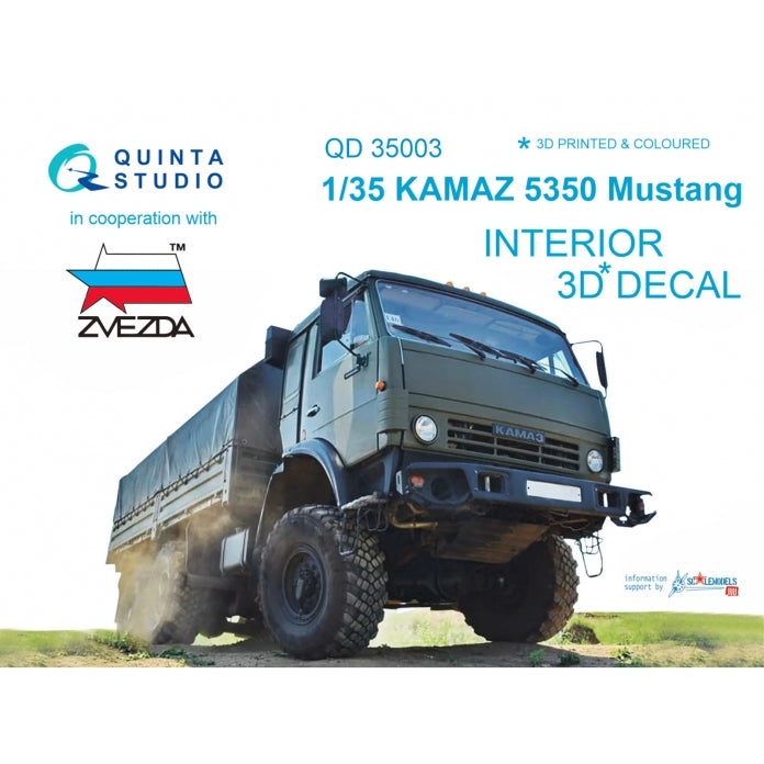 Quinta Studio QD35003 1:35 KamAZ-5350 Mustang 3-axle Family (3D-Printed) & coloured Interior
