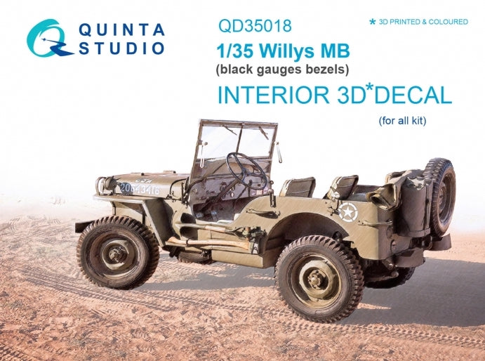 Quinta Studio QD35018 1:35 Willys Jeep MB (3D-Printed) & coloured Interior