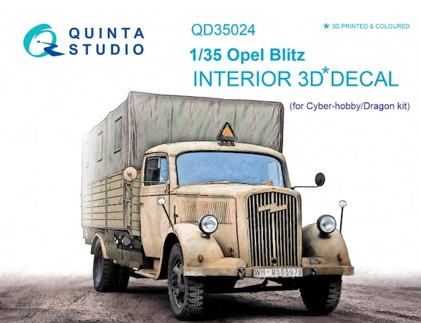 Quinta Studio QD35024 1:35 Opel Blitz (3D-Printed) & coloured Interior on decal paper