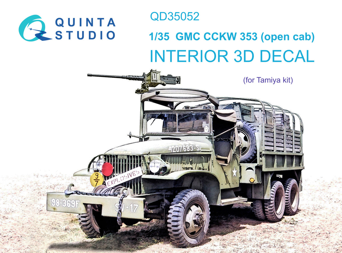 Quinta Studio QD35052 1:35 GMC CCKW 353 (designed to be used with open cab kits) (3D-Printed) & coloured Interior