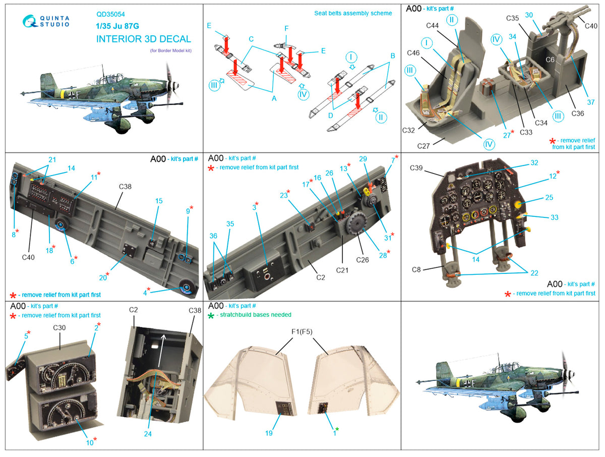 Quinta Studio QD35054 1:35 Junkers Ju-87G 'Stuka' (3D-Printed) & coloured Interior