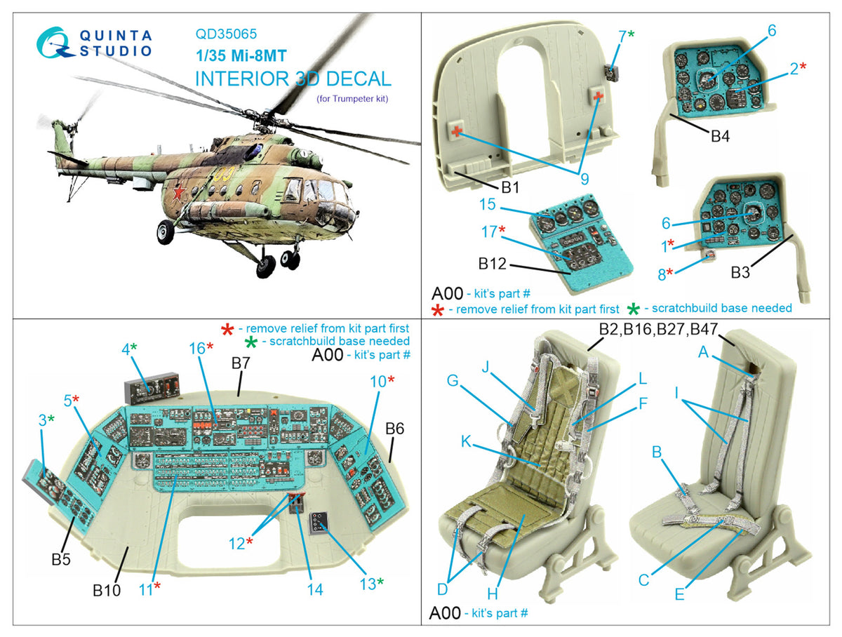 Quinta Studio QD35065 1:35 Mil Mi-8MT (3D-Printed) & coloured Interior