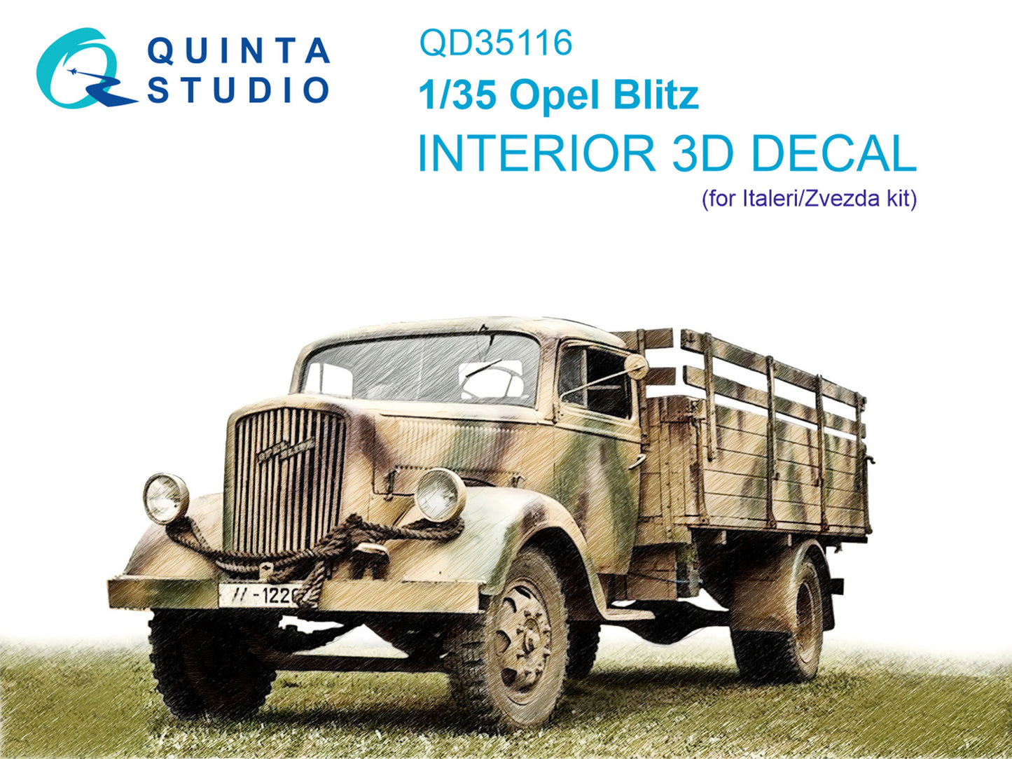 Quinta Studio QD35116 1:35 Opel Blitz 3 ton Truck 3D-Printed coloured Interior