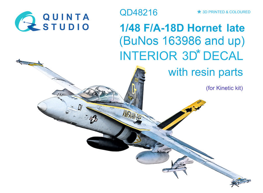 Quinta Studio QD48216 1:48 F/A-18D Hornet Late 3D-Printed coloured Interior
