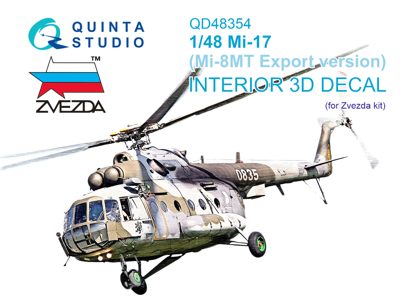 Quinta Studio QD48354 1:48 Mil Mi-17 (Mi-8MT Export version) 3D-Printed coloured Interior