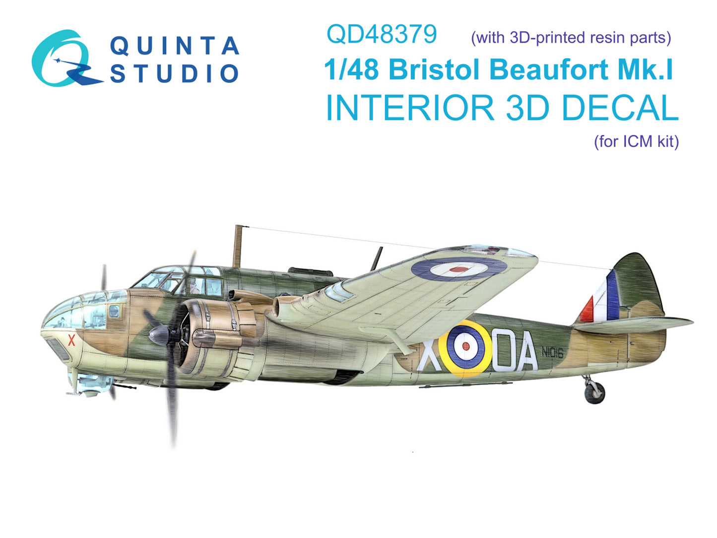 Quinta Studio QD+48379 1:48 Bristol Beaufort Mk.I 3D-Printed coloured Interior