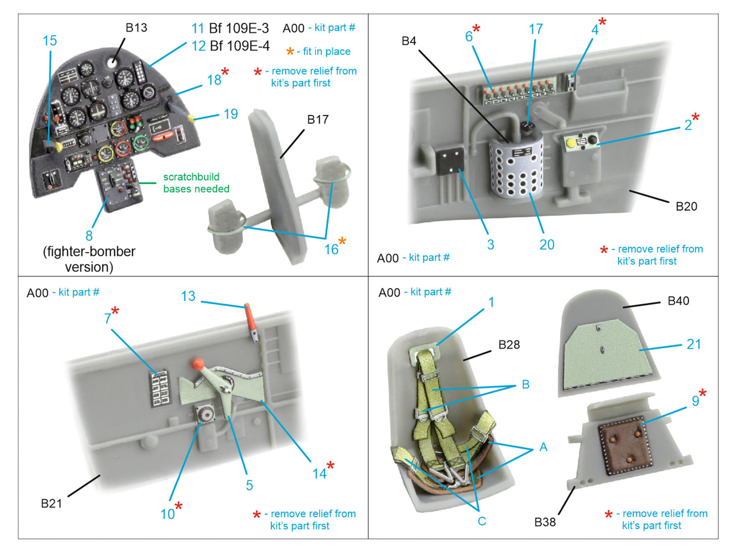 Quinta Studio QD48532 1:48 Messerschmitt Bf-109E-3/4 3D-Printed & coloured Interior