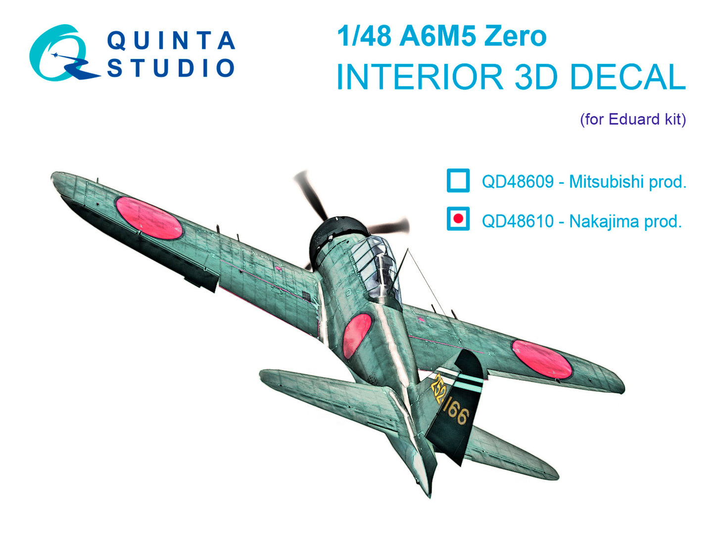 Quinta Studio QD48610 1:48 Mitsubishi A6M5 Zero (Nakajima Prod) 3D-Printed & coloured Interior