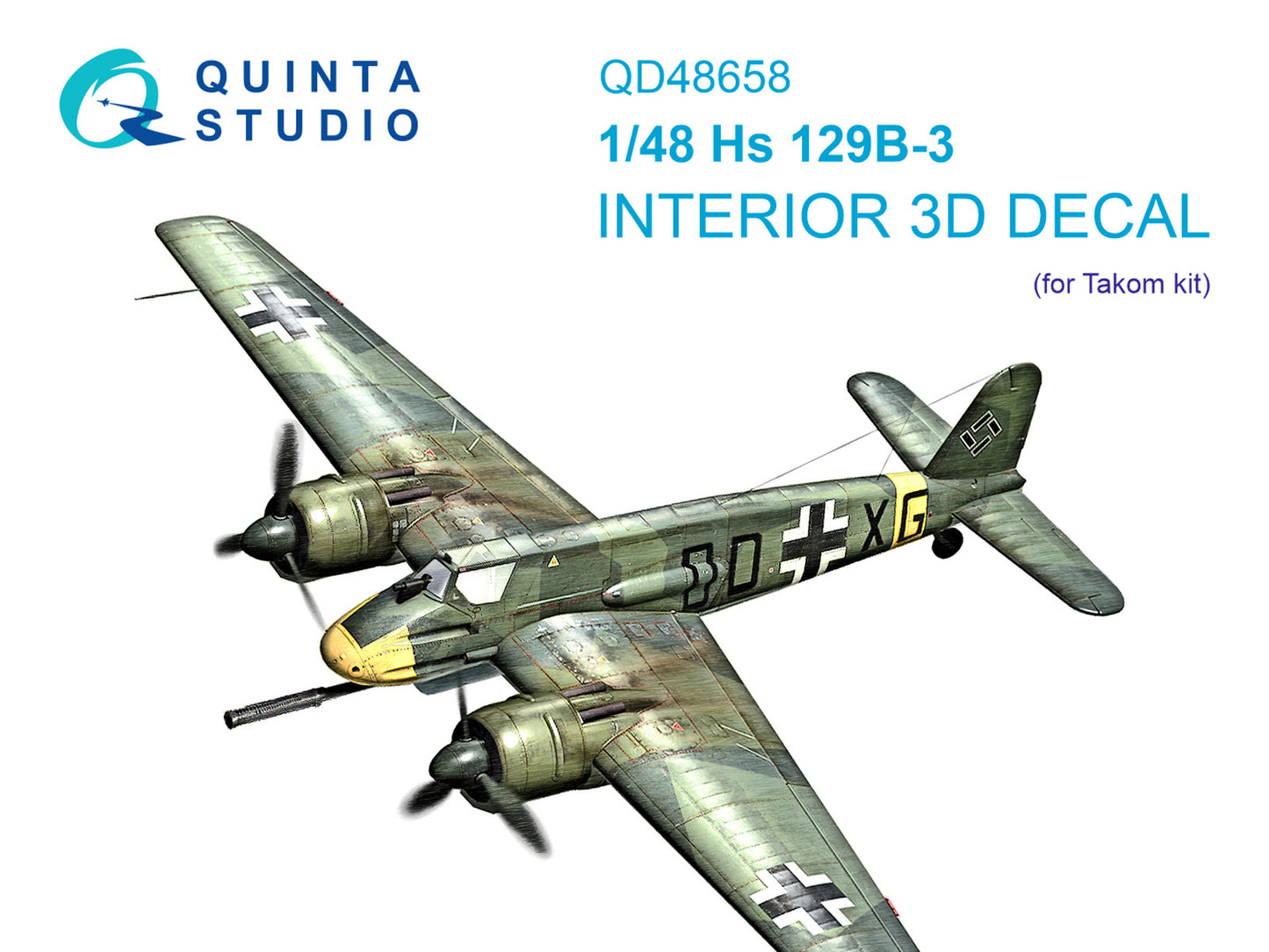 Quinta Studio QD48658 1:48 Henschel Hs-129B-3 3D-Printed & coloured Interior