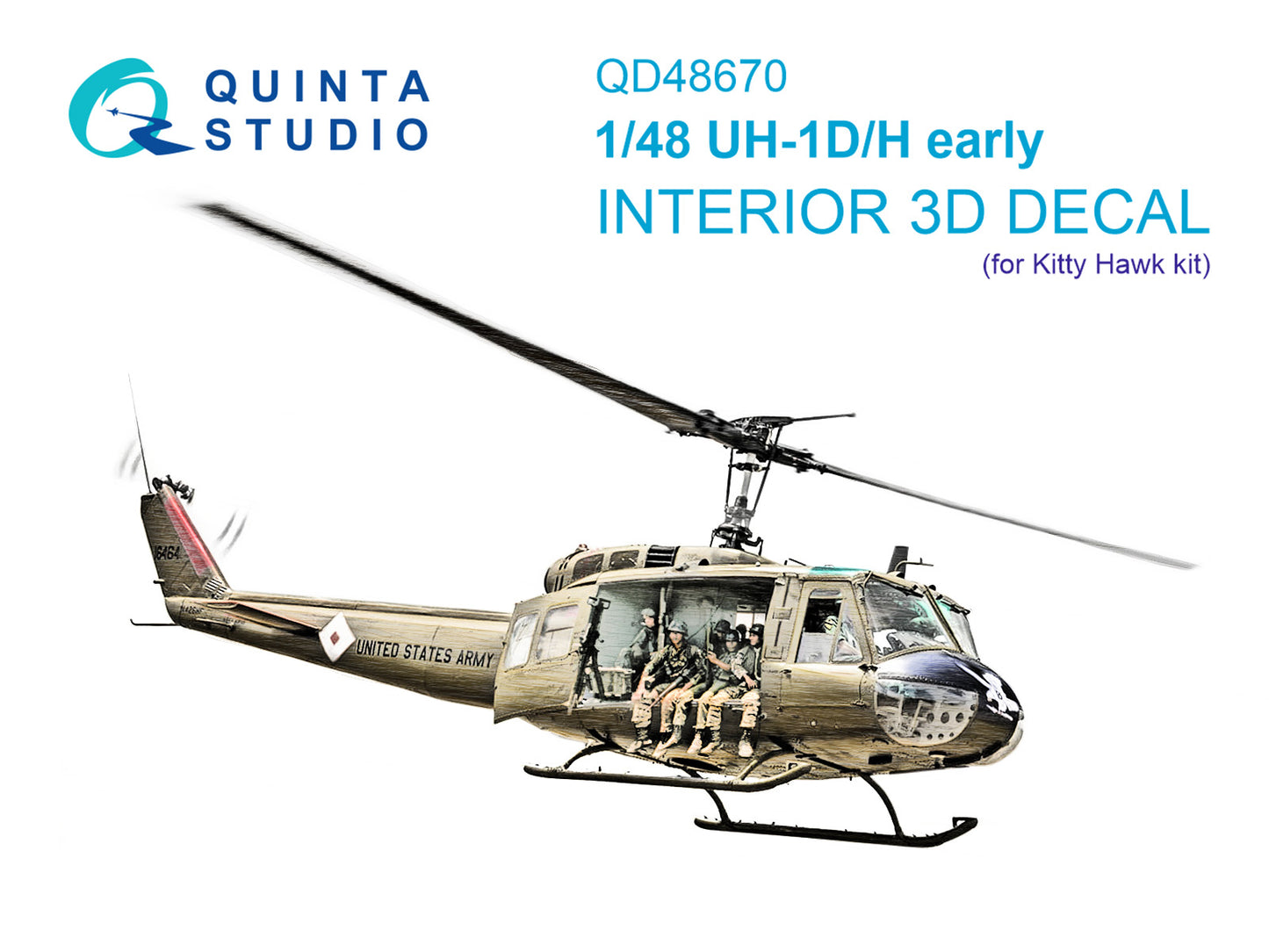 Quinta Studio QD48670 1:48 Bell UH-1D early/UH-1H early 3D-Printed & coloured Interior