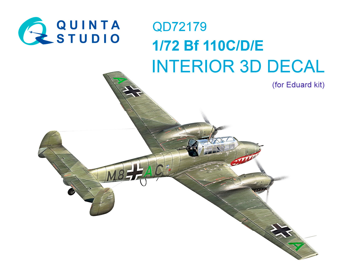 Quinta Studio QD72179 1:72 Messerschmitt Bf-110C/Bf-110D/Bf-110E 3D-Printed coloured Interior