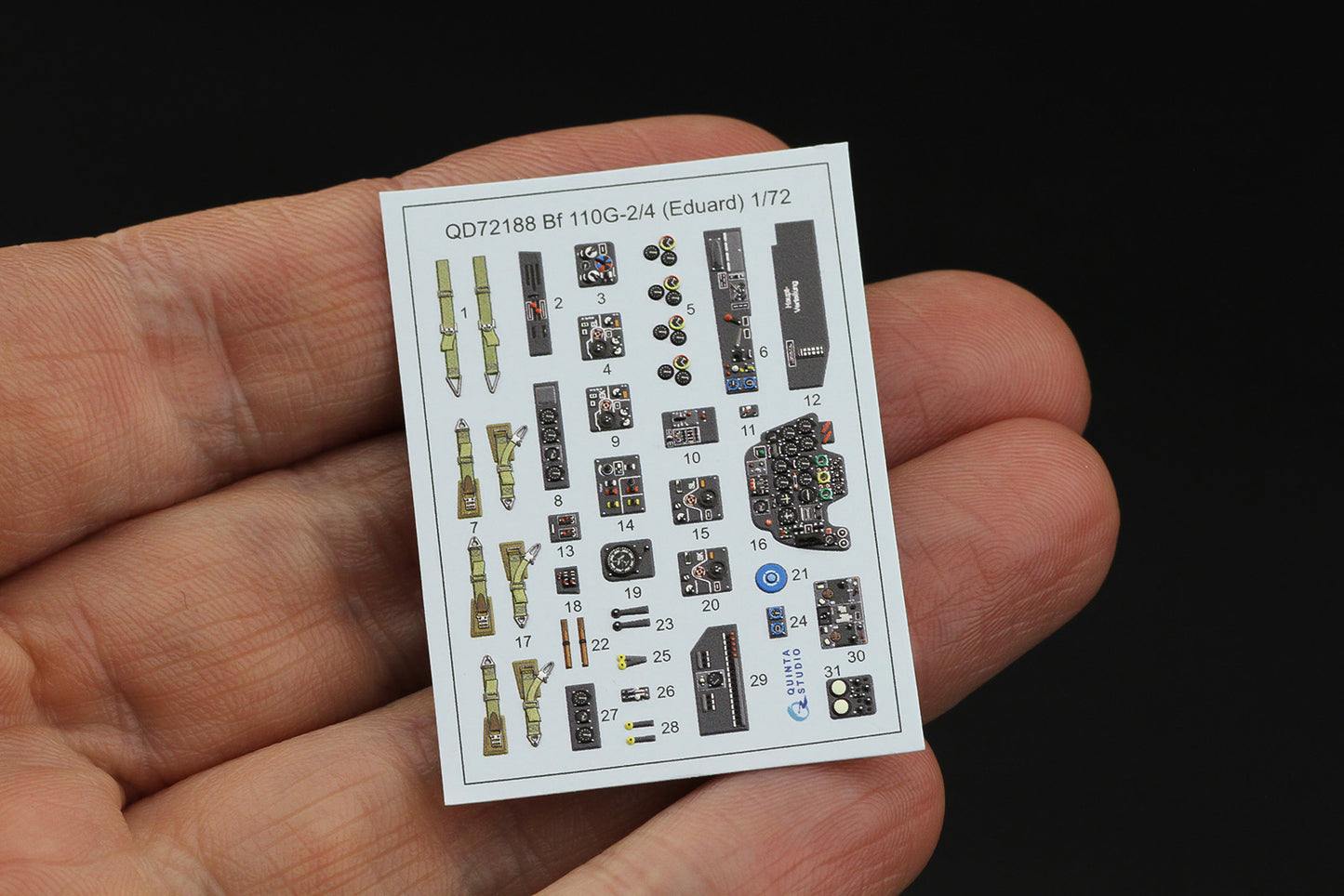 Quinta Studio QD72188 1:72 Messerschmitt Bf-110G-2/4 3D-Printed coloured Interior on decal paper