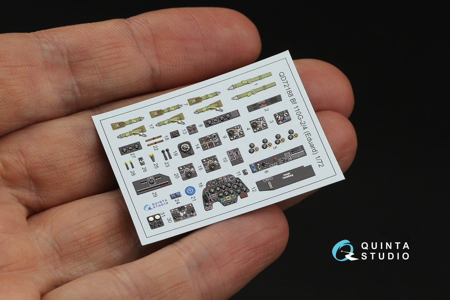 Quinta Studio QD72188 1:72 Messerschmitt Bf-110G-2/4 3D-Printed coloured Interior on decal paper