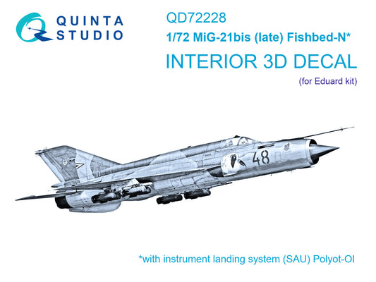 Quinta Studio QD72228 1:72 Mikoyan MiG-21bis late 3D-Printed & coloured Interior