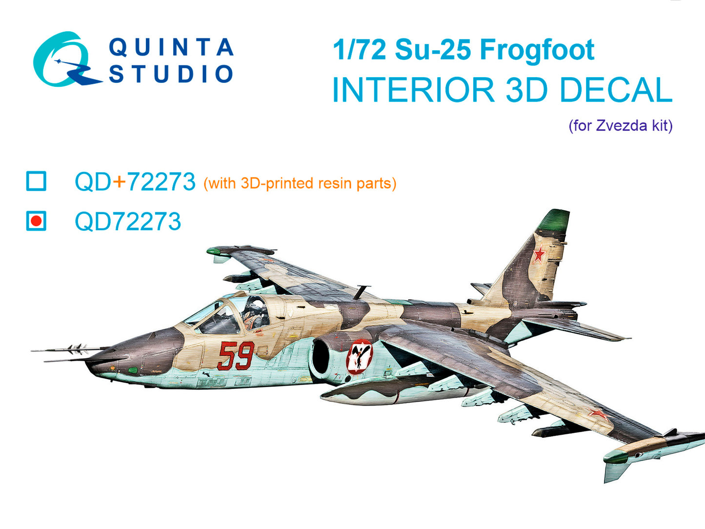 Quinta Studio QD72273 1:72 Sukhoi Su-25 3D-Printed & coloured Interior