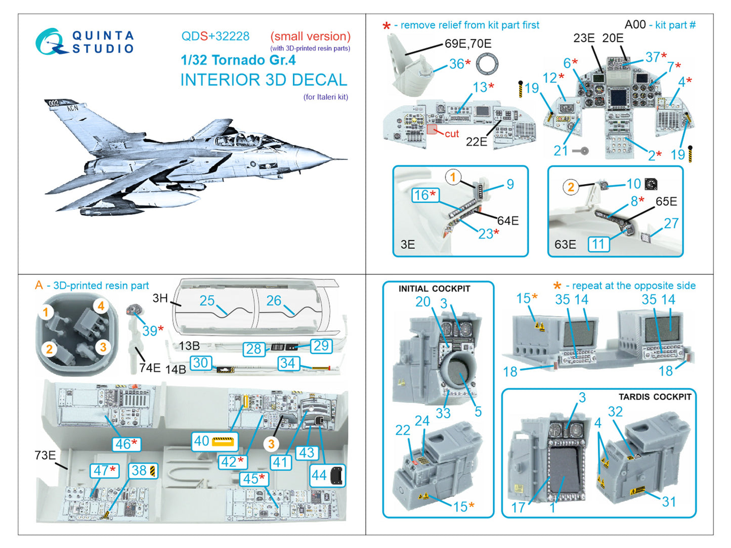 Quinta Studio QDS+32228 1:32 Panavia Tornado Gr.4 3D-Printed & coloured Interior