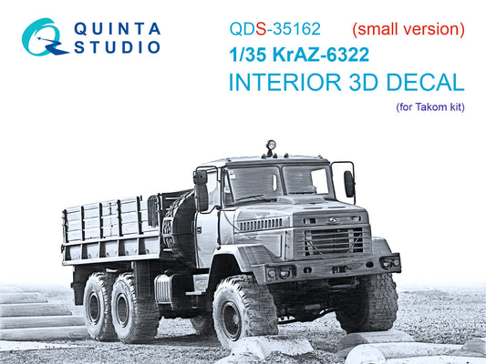 Quinta Studio QDS-35162 1:35 KrAZ-6322 3D-Printed & coloured Interior
