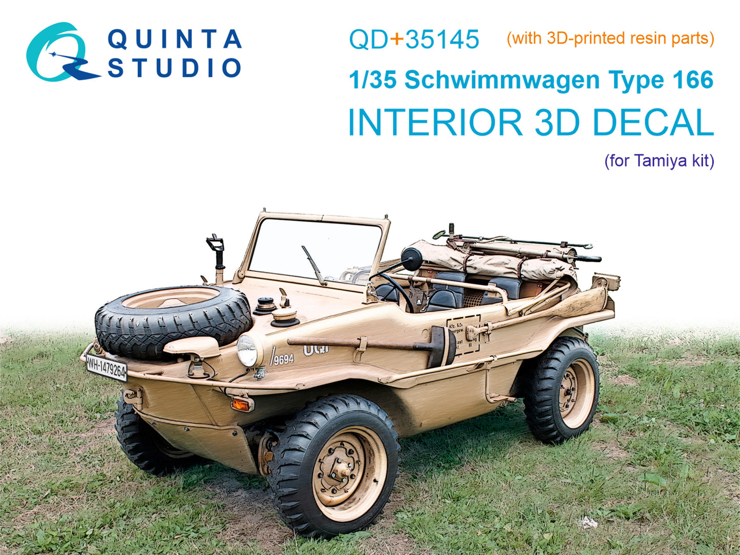 Quinta Studio QD+35145 1:350 Schwimmwagen Type 166 3D-Printed & coloured Interior