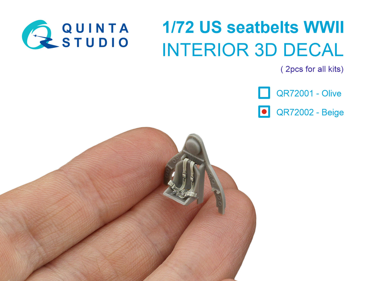 Quinta Studio QR72002 1:72 WWII US Seatbelts, Beige color (for 2 seats) (All kits)