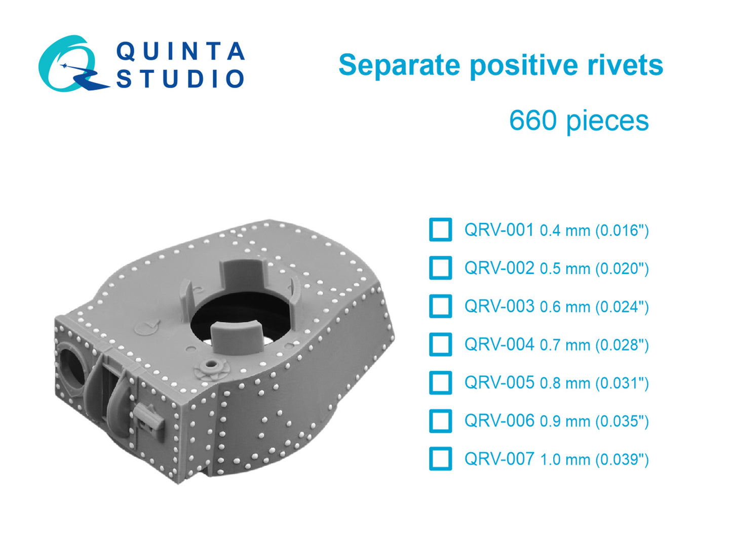 Quinta Studio QRV-005 Separate positive rivets, 0.8mm (0.031'), 660 pcs