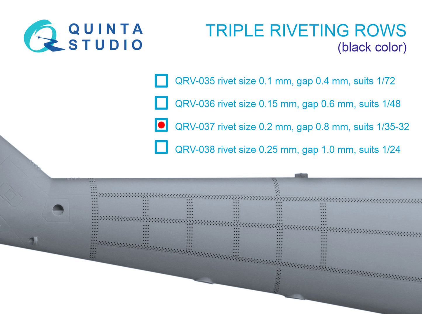 Quinta Studio QRV-037 1:32 Triple riveting rows (rivet size 0.20 mm, gap 0.8 mm, suits 1/32 scale),