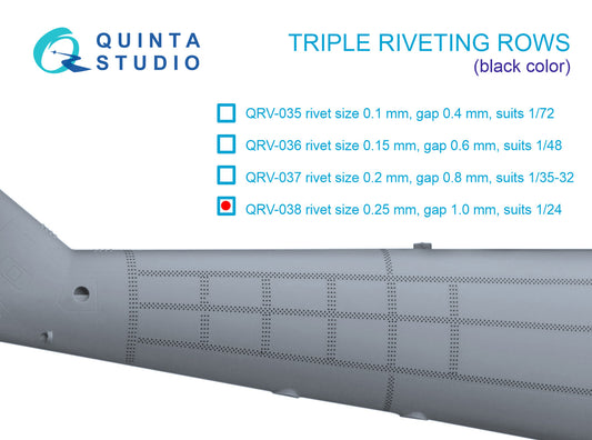 Quinta Studio QRV-038 1:24 Triple riveting rows (rivet size 0.25 mm, gap 1.0 mm)