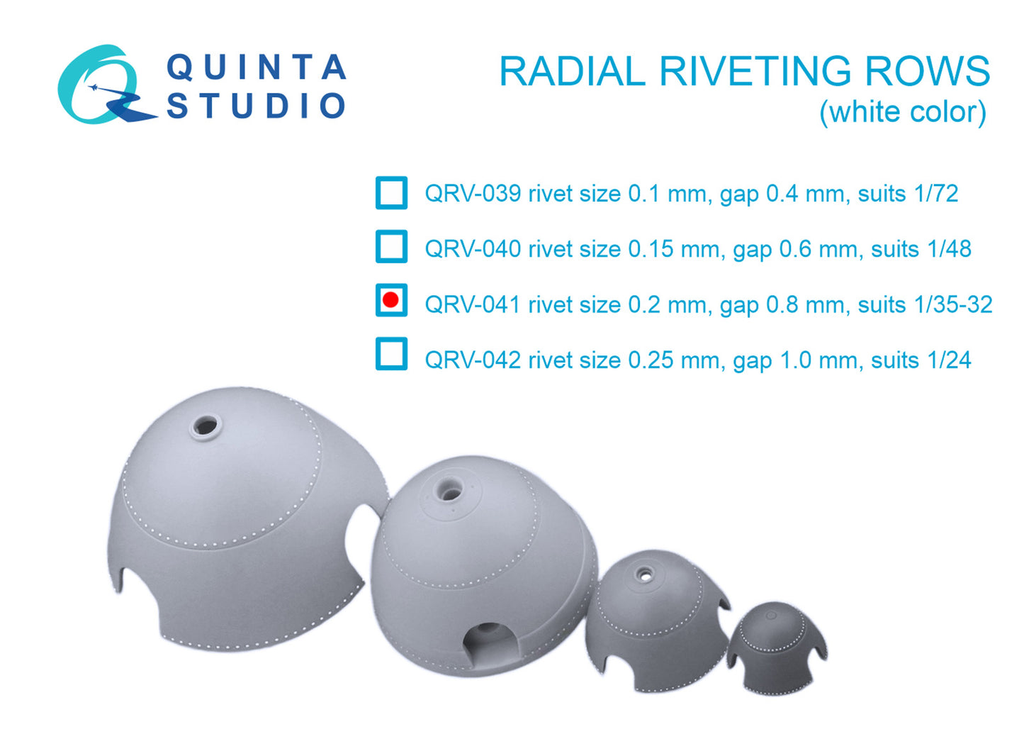 Quinta Studio QRV-041 1:32, 1:35 Radial riveting rows (rivet size 0.2 mm, gap 0.8 mm, suits 1/35-32), White colour