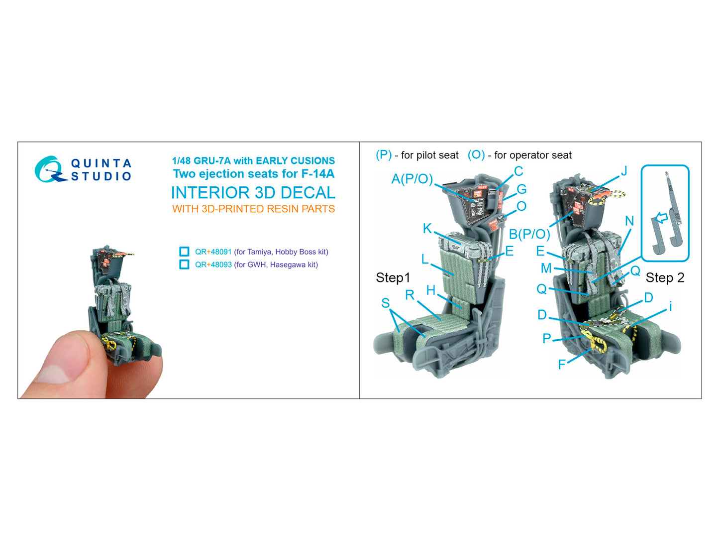Quinta Studio QR+48093 1:48 GRU-7A early, 2 ejection seats for Grumman F-14A Tomcat