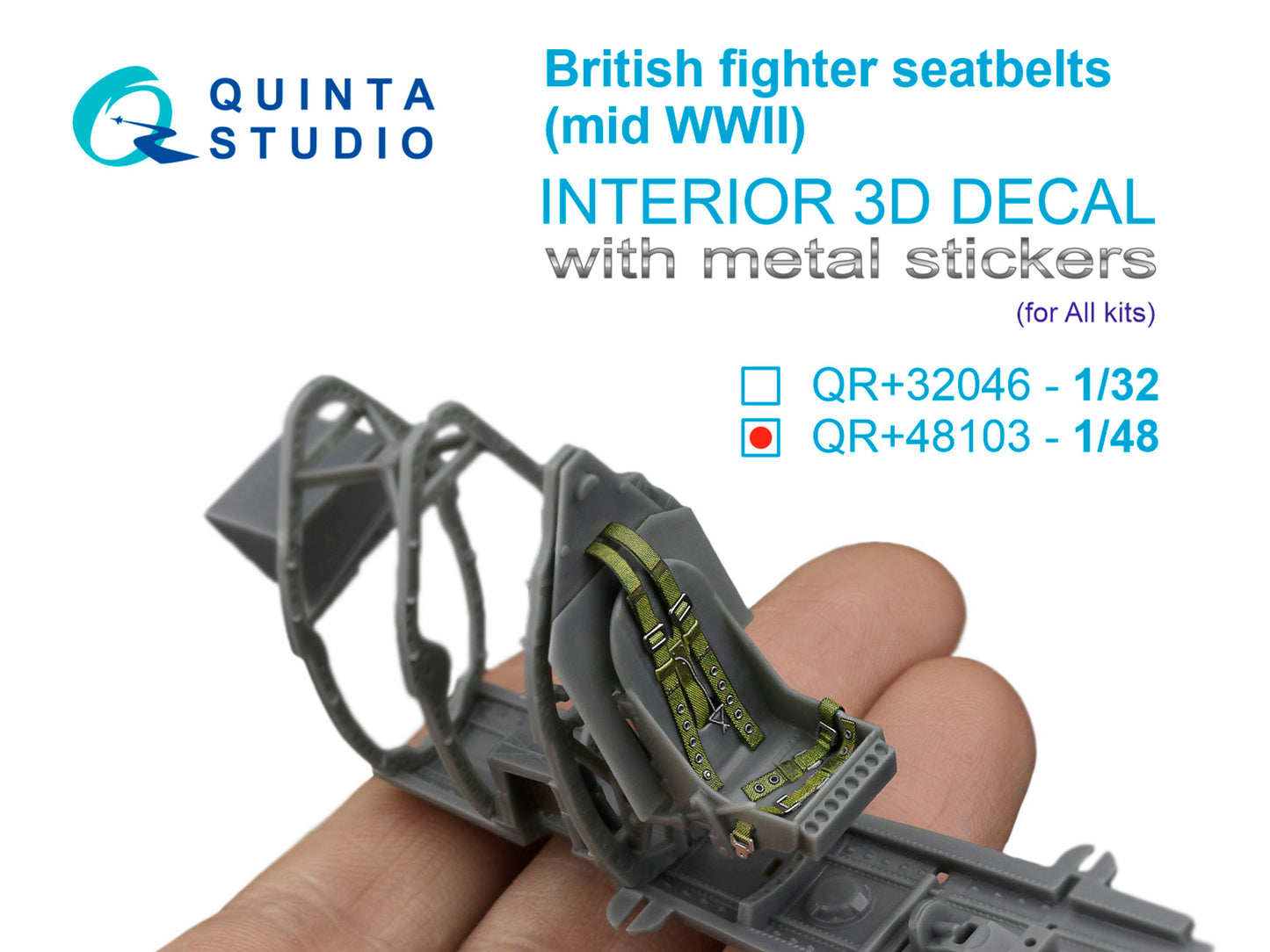 Quinta Studio QR+48103 1:48 British Fighter Seatbelts (mid WWII) (with metal buckles)